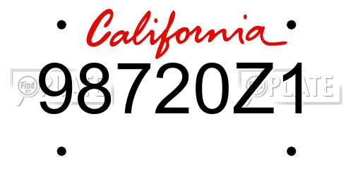 98720Z1 California License Plate