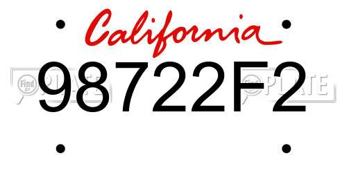 98722F2 California License Plate