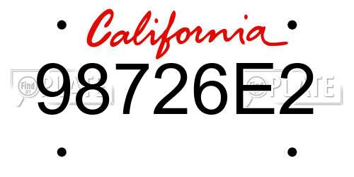98726E2 California License Plate