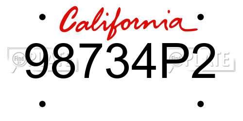 98734P2 California License Plate