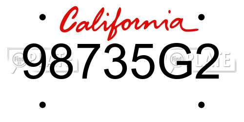 98735G2 California License Plate
