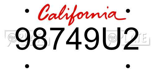 98749U2 California License Plate
