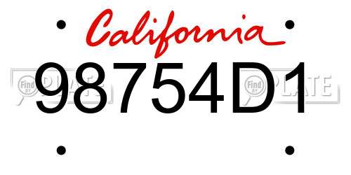 98754D1 California License Plate