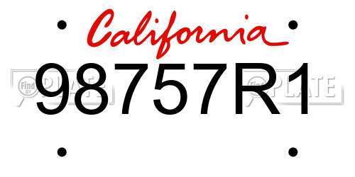 98757R1 California License Plate