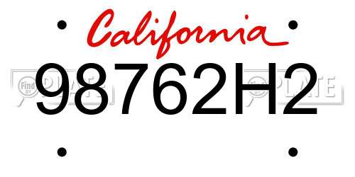 98762H2 California License Plate
