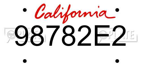 98782E2 California License Plate