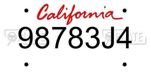 98783J4 California License Plate