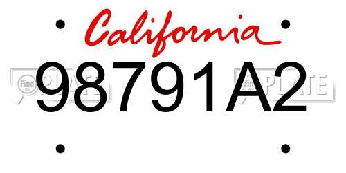 98791A2 California License Plate
