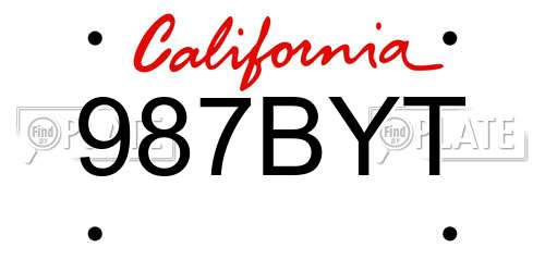 987BYT California License Plate