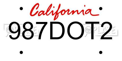 987DOT2 California License Plate