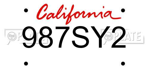 987SY2 California License Plate