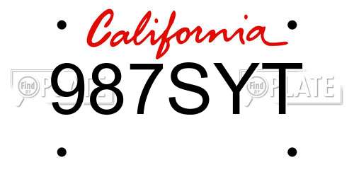 987SYT California License Plate