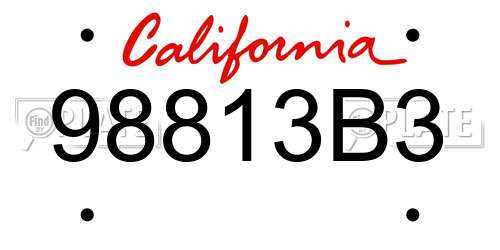 98813B3 California License Plate
