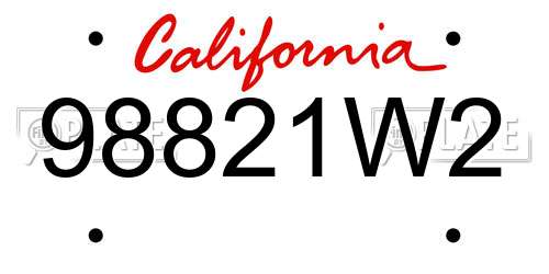 98821W2 California License Plate