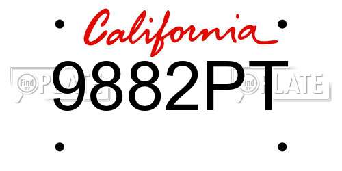 9882PT California License Plate