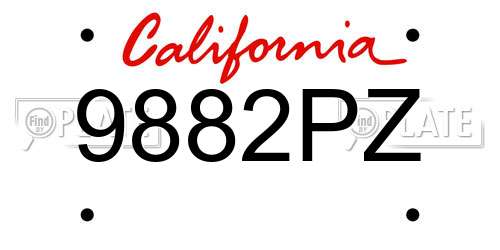 9882PZ California License Plate