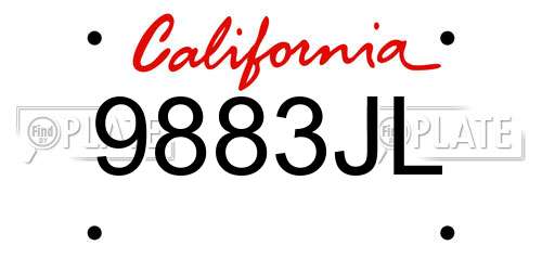 9883JL California License Plate