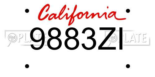 9883ZI California License Plate