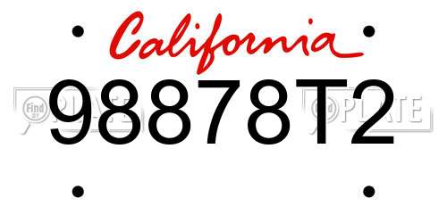 98878T2 California License Plate