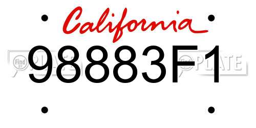 98883F1 California License Plate
