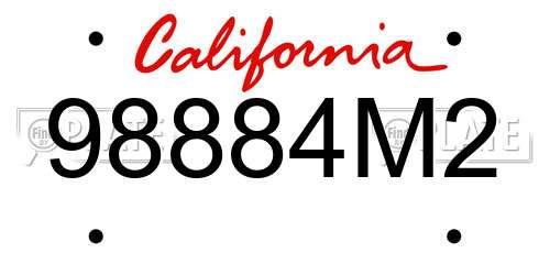 98884M2 California License Plate
