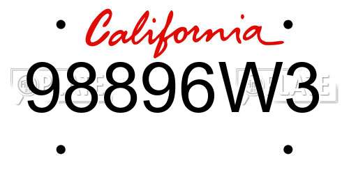 98896W3 California License Plate