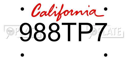 988TP7 California License Plate