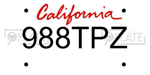 988TPZ California License Plate
