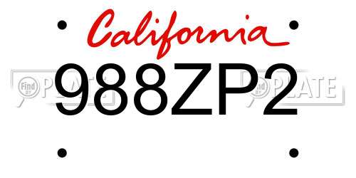 988ZP2 California License Plate