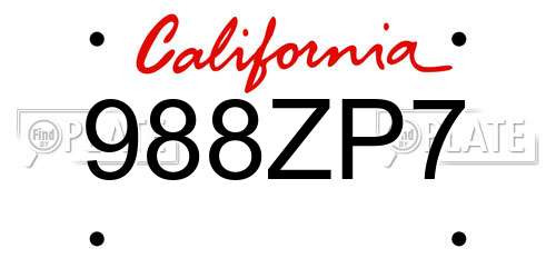 988ZP7 California License Plate