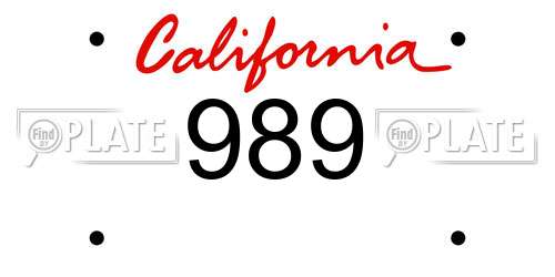989 California License Plate