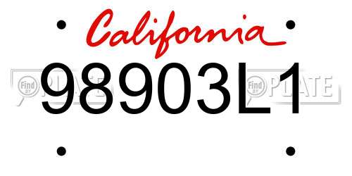 98903L1 California License Plate