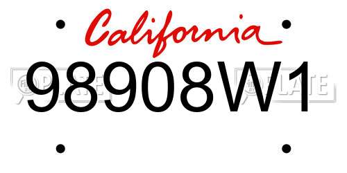 98908W1 California License Plate