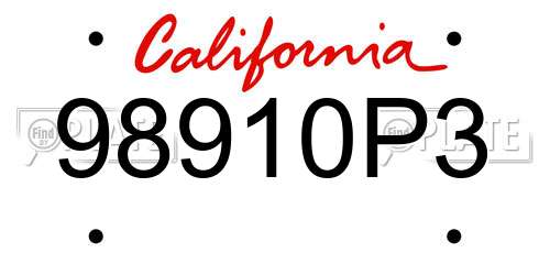 98910P3 California License Plate