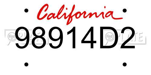 98914D2 California License Plate