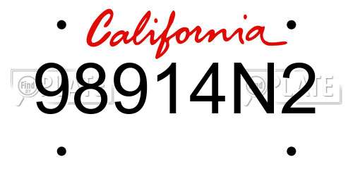 98914N2 California License Plate