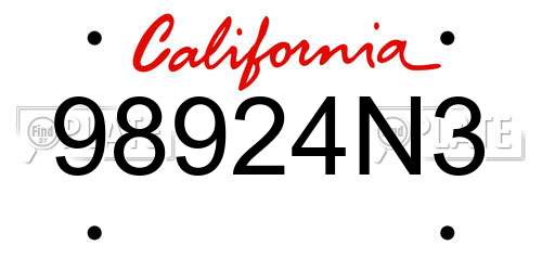 98924N3 California License Plate