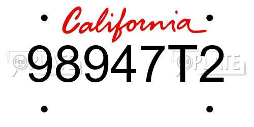 98947T2 California License Plate