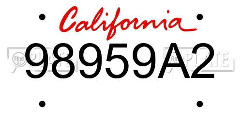 98959A2 California License Plate