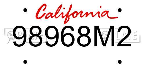 98968M2 California License Plate