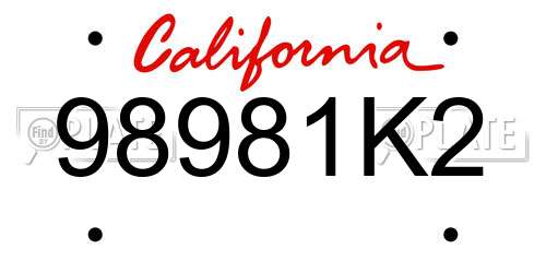 98981K2 California License Plate