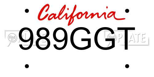 989GGT California License Plate