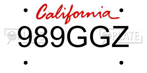 989GGZ California License Plate