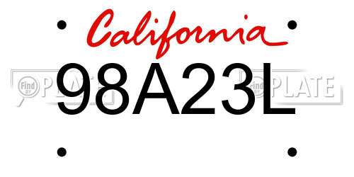 98A23L California License Plate