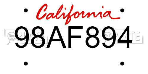 98AF894 California License Plate
