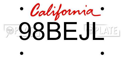 98BEJL California License Plate