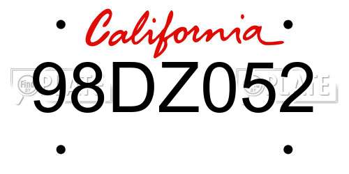98DZ052 California License Plate
