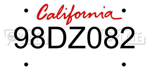 98DZ082 California License Plate
