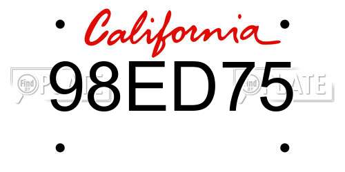 98ED75 California License Plate