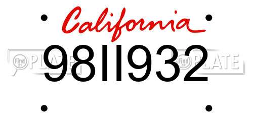 98II932 California License Plate